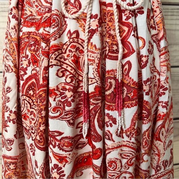 Lucky Brand Red & White Paisley Patterned Maxi Dress - Picture 4 of 9